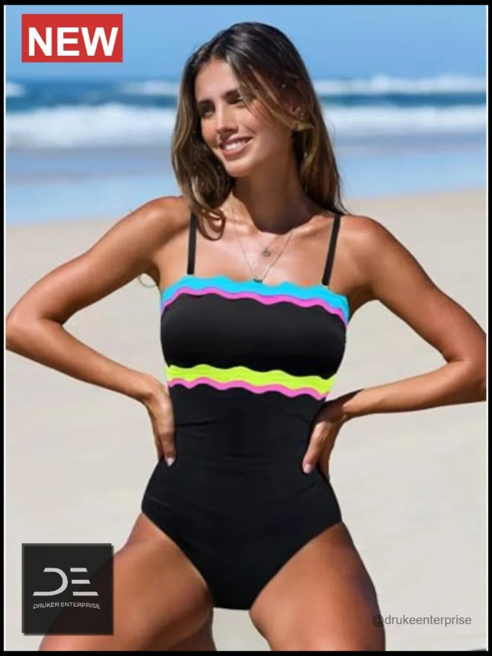 Tummy Control Strapless Bandeau One Piece Swimsuit Neon